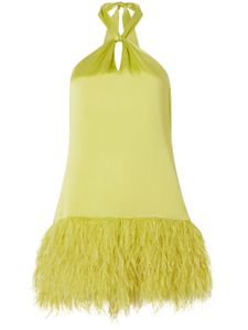 Cinq A Sept robe courte Barb bordée de plumes - Jaune