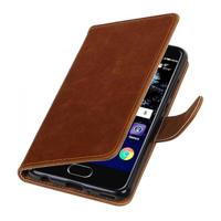 Bookwallet lederlook hoes Huawei P10 Plus bruin
