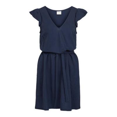 VILA jurk VIWANDERA met ruches blauw