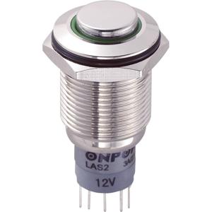 TRU COMPONENTS 701897 LAS2GQH-11E/G/12V/N/P Vandalismebestendige druktoets 250 V/AC 3 A 1x aan/(aan) Moment Groen 1 stuk(s)