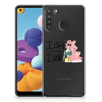 Samsung Galaxy A21 Telefoonhoesje met Naam i Can Samsung Galaxy A21 Telefoonhoesje met Naam i Can