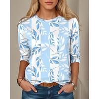 Dames T-shirt Dagelijks Casual Lange mouw blauw Lente Herfst Lightinthebox