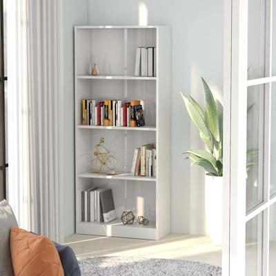 vidaXL Boekenkast met 4 schappen 60x24x142 cm spaanplaat hoogglans wit