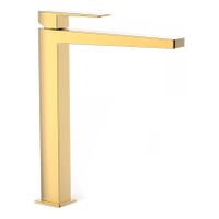 Wastafelkraan Tres Slim | Opbouw | Mengkraan | Hoog model | 1-hendel | Vierkant | 24k Goud glans - thumbnail