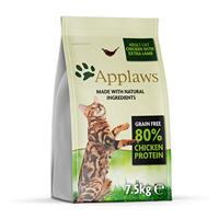 Applaws Complete Natuurlijke Droge Kattenvoeding Graanvrij Kip met Extra Lam voor Volwassen Katten - 7.5 kg Hersluitbare Zak