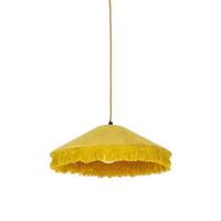 QAZQA Retro hanglamp geel velours met franjes - Frills - thumbnail