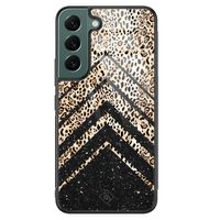 Samsung Galaxy S22 Plus glazen hardcase - Chevron luipaard - thumbnail