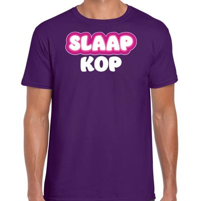 Bellatio Decorations Verkleed T-shirt voor heren - slaapkop - paars - carnaval/foute party 2XL  -