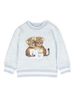 Dolce & Gabbana Kids sweat en coton à logo imprimé - Bleu - thumbnail