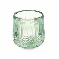Gift Decor Theelichthouder, gestreept, groen, glas, 9 x 9,5 x 9 cm (12 stuks)