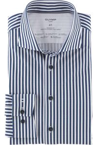 OLYMP Luxor 24/Seven Modern Fit Jersey shirt marine/wit, Gestreept