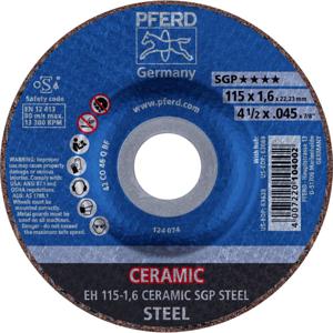 PFERD EH 115-1,6 CERAMIC SGP STEEL 61300115 Doorslijpschijf gebogen 115 mm 25 stuk(s) Staal