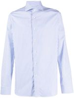 Canali chemise en coton à fines rayures - Bleu