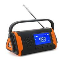 Noodradio op zonne-energie met zaklamp, powerbank - Zwart / Oranje