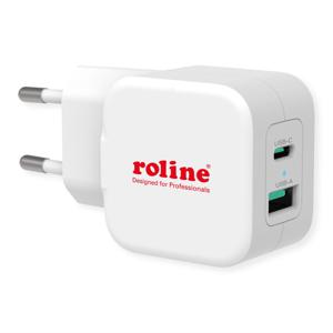 ROLINE USB Oplader met Eurostekker, 2 poorten (Type A QC3.0, Type C PD), 20W