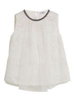 Brunello Cucinelli Kids blouse en coton à ornements métalliques - Tons neutres