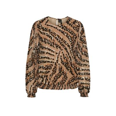VERO MODA top met all over print bruin
