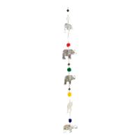 Zilverkleurige Aluminium Decoratiehanger Olifant met Pompons - thumbnail