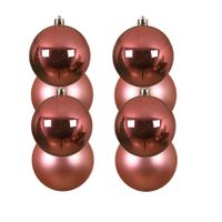 24x stuks kunststof kerstballen lippenstift roze 10 cm glans/mat