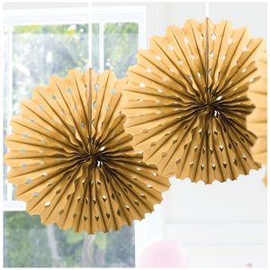 Honeycomb waaiers goud 45 cm   -