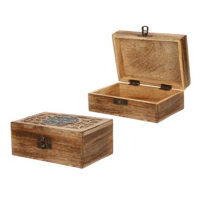 Sieradenkistje/opbergkistje - 2x - bewerkt hout - 15 x 10 x 6 cm - Sieradenkistje/opbergkistje - 2x - bewerkt hout - 15 x 10 x 6 cm -