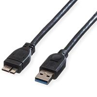 ROLINE USB 3.2 Gen 1 kabel, A ST - Micro A ST, zwart, 2 m