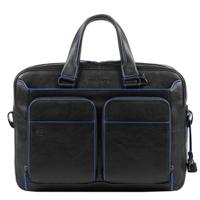 Piquadro Blue Square Portfolio Computer Briefcase with iPad 10.5 black