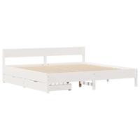 vidaXL Bedframe met hoofdbord massief grenenhout wit 160x200 cm, bed, bed ombouw, twijfelaar bed, bedbodem, slaapkamermeubel, 2 persoonsbed