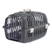 Ferplast Transportbox, Hondenbox voor kleine Honden en Katten tot 5 kg, Transparante anti-schokdeur, Ventilatiesleuven, 32 x 47 x h 29 cm, JET 10 Transportbox voor huisdieren, Grijs