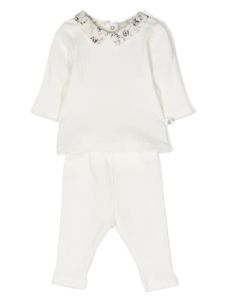 Bonpoint ensemble pantalon en coton à col contrastant - Blanc