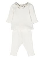 Bonpoint ensemble pantalon en coton à col contrastant - Blanc