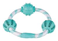 Trixie 33704 Denta Fun touwring met ballen, mintfresh, natuurlijk rubber, ø 20 cm/ø 5 cm