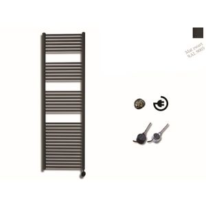 Elektrische Design Radiator Sanicare Plug En Play 172 x 45 cm Mat Zwart Thermostaat Chroom 920 Watt Sanicare