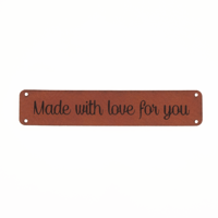 Leren label 'Made with love for you' 15x75mm - 2 stuks