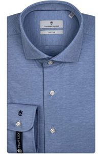 Thomas Maine Tailored Fit Jersey shirt blauw, Effen