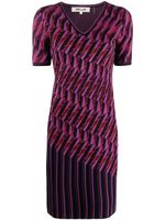 DVF Diane von Furstenberg robe à motif zig-zag en maille intarsia - Violet - thumbnail