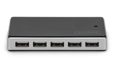 Digitus DA-70229 interface hub 480 Mbit/s Zwart, Zilver