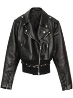 3.1 Phillip Lim veste de moto en cuir à taille ceinturée - Noir