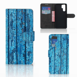 Huawei P30 Pro Book Style Case Wood Blue