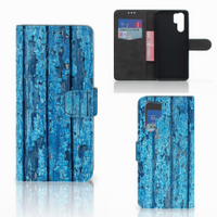 Huawei P30 Pro Book Style Case Wood Blue - thumbnail