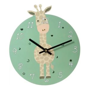 Giraffe dieren wandklok 26 cm voor kinderen