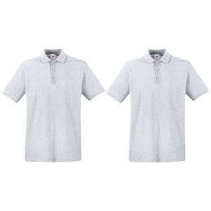 2-Pack maat L lichtgrijs poloshirt premium van katoen voor heren