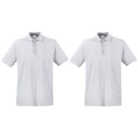 2-Pack maat L lichtgrijs poloshirt premium van katoen voor heren