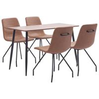 vidaXL 5-delige Eethoek kunstleer bruin