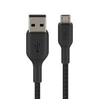 Belkin Micro-USB-kabel voor draagbare luidsprekers; powerbanks; eReaders; en meer (gevlochten USB-A naar micro-USB-kabel; 1,0 m. /1 m; zwart) CAB007bt1MBK
