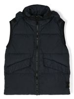 Stone Island Junior gilet matelassé à motif Compass - Bleu