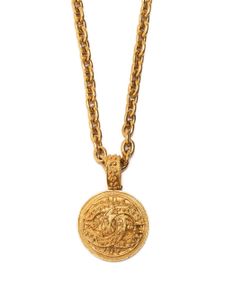 CHANEL Pre-Owned collier à pendentif médaillon CC (1994) - Or