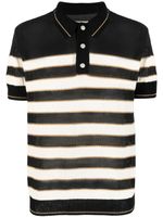 Balmain polo rayé à logo en intarsia - Noir