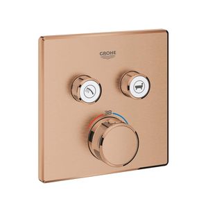 Grohe Inbouwkraan Grohtherm Smart Control Thermostaatkraan met 2-weg Omstelling Vierkant Warm Sunset Geborsteld