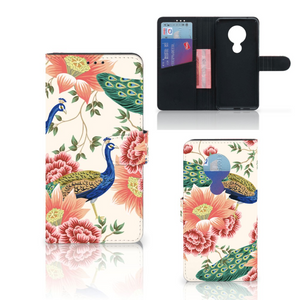 Telefoonhoesje met Pasjes voor Nokia 7.2 | Nokia 6.2 Pink Peacock